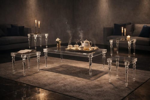 طقم طاولات شاي أكرليك مستطيل