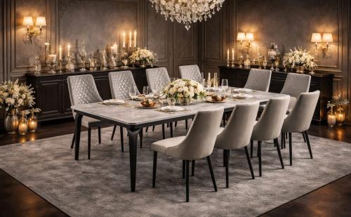 طاولة طعام بديل رخام رمادي-بعدة مقاسات