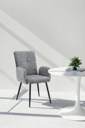 كرسي طعام مودرن بقماش فاخر ومساند جانبية مريحة-بعد...