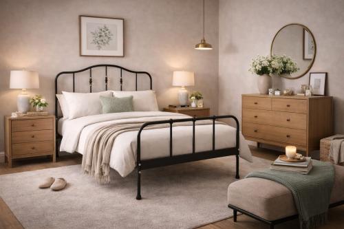 سرير حديد بتصميم أنيق-بعدة ألوان