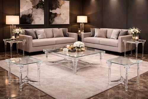 طقم شاي من الأكرليك مربع الشكل