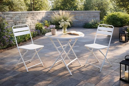 طقم جلوس حديد قابل للطي – بعدة الوان