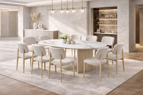 طاولة طعام سيراميك مع كراسي – تصميم عصري فاخر-بعدة...