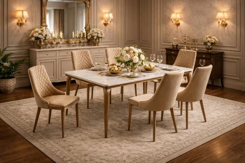 طاولة طعام بديل رخام بتصميم عصري