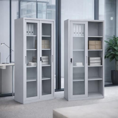 دولاب مكتبي حديد باللون الرمادي