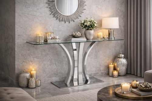 كنسول استيل زجاج فاخر - بعدة ألوان