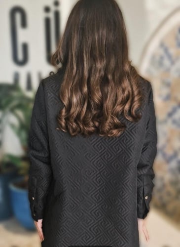 جاكيت أسود طويل راقي