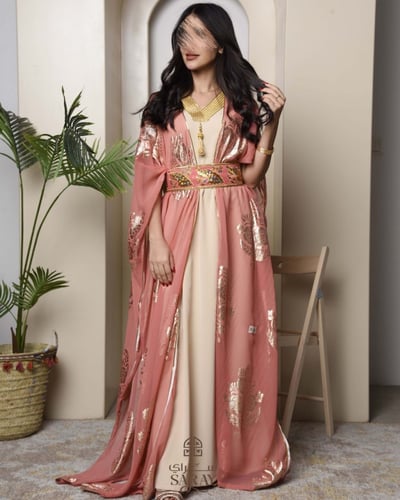 جلابية مميزة شيفون وردي