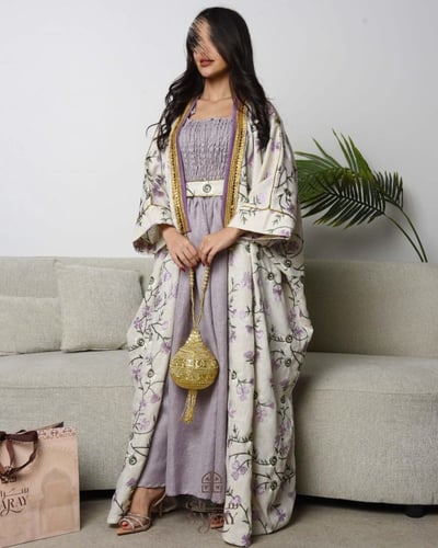 جلابية تطريز هندي بنفسجي