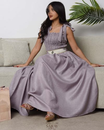 جلابية تطريز هندي بنفسجي