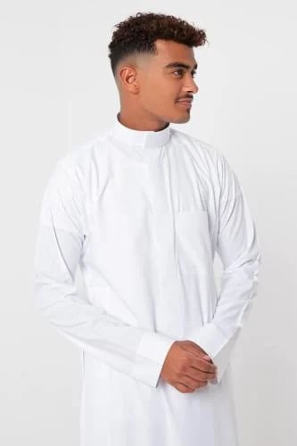 ثوب الشياكة صيفي شبابي ابيض سحاب
