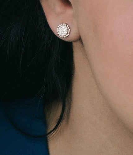 اقراط فضة عيار 925- اللون ذهبي