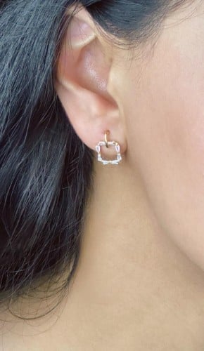 حلق فضة انيق عيار 925- اللون ذهبي