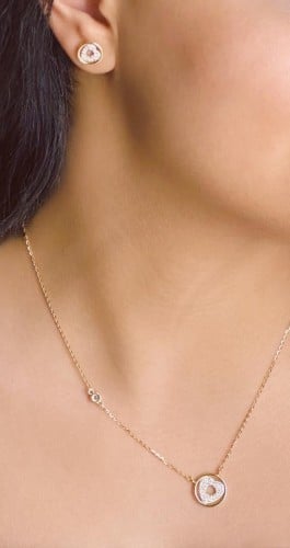 طقم فضة انيق عيار 925- اللون ذهبي