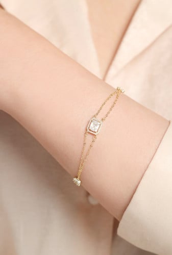 سوار فضة أنيق عيار 925 - اللون ذهبي