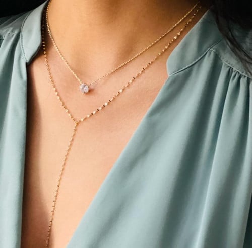 سلسلة فضة أنيقة عيار 925 - اللون ذهبي