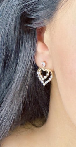 حلق فضة ايطالي عيار 925- لون ذهبي