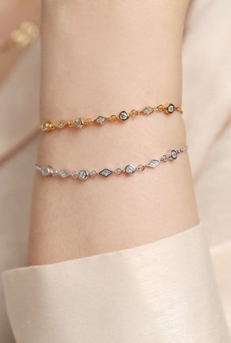 سوار فضة أنيق عيار 925- ذهبي وفضي