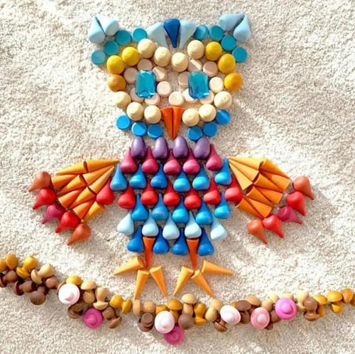 صندوق مجموعه قطع خشبيه بالوان