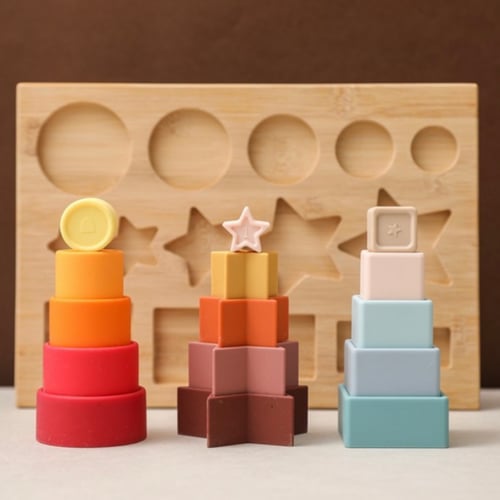 بازل السليكون باشكال هندسيه مع لوح خشب