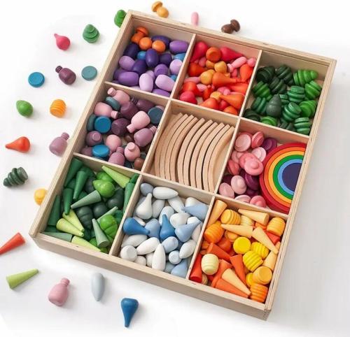 صندوق مجموعه قطع خشبيه بالوان