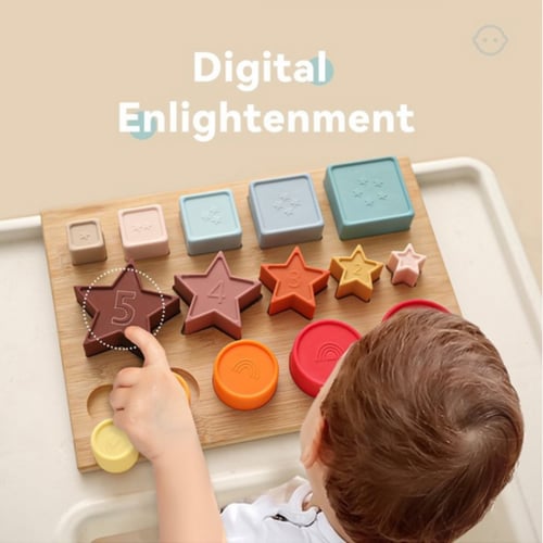 بازل السليكون باشكال هندسيه مع لوح خشب