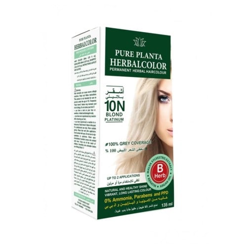 صبغة الشعر الدائمة من الأعشاب 10N أشقر بلاتيني 135...