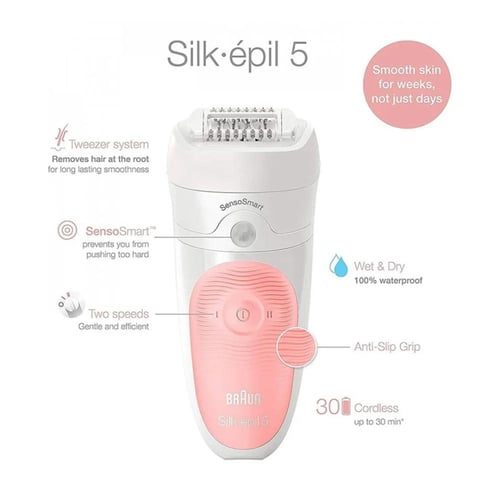 آلة إزالة الشعر سيلك ابيل 5 مع 5 قطع من بروان - SE...