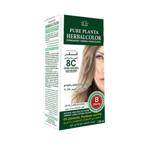 صبغة الشعر الدائمة من الأعشاب 8C أشقر رمادي ذهبي د...