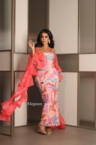 فستان قماش مشكوك بالخرز