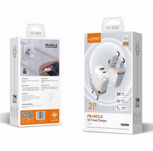 شاحن جداري سريع LDNIO A2316C-UK 20W