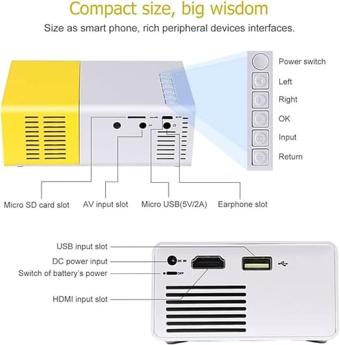 جهاز بروجكتر LED YG-300 بدقة 1080P