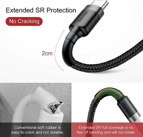 كيبل شاحن تايب سي الى USB مقاس 3 امتار من بيسوس