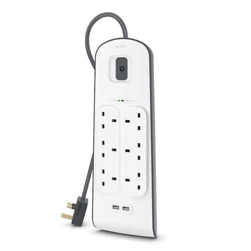 توصيلة belkin ب 6 منافذ طاقه ومنفذين USB بطول كيبل...