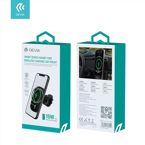 ديفيا مغناطيس سيارة مدمج مع شاحن لاسلكي - 15 واط
