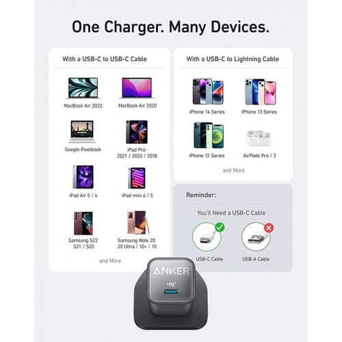 شاحن جداري انكر بقوة 30 واط منفذ بي دي