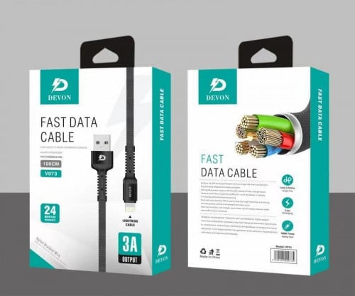 كابل شحن سريع نوع لايتنينغ، أسود من ديفون