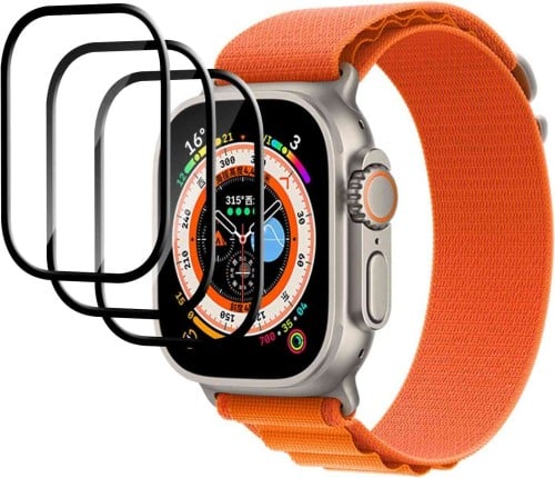 واقي شاشة من 3 قطع لساعة Apple Watch Ultra 49 مم،