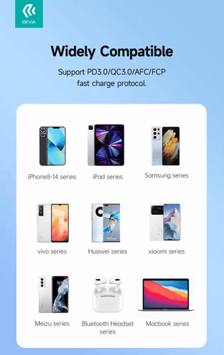 فيش جداري بقوة 33 واط بمنفذ PD من ديفيا