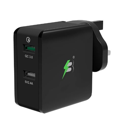 شاحن جداري سبارك بيري بمنفذين 30 وات (أسود و أبيض)