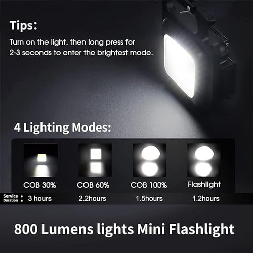 مصباح يدوي 800 لومن سي او بي فائق السطوع قابل للشح...