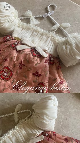 فستان مطرز بالخيوط و الكريستال و اللولو