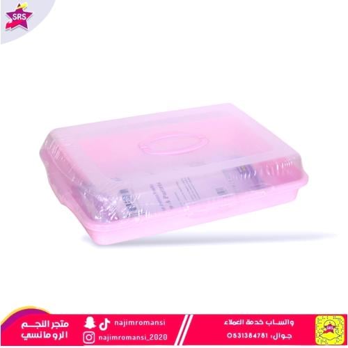 حافظة معجنات بغطاء مستطيل زهري