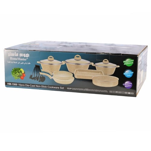 طقم قدور جرانيت 16 قطعة هوم ماستر