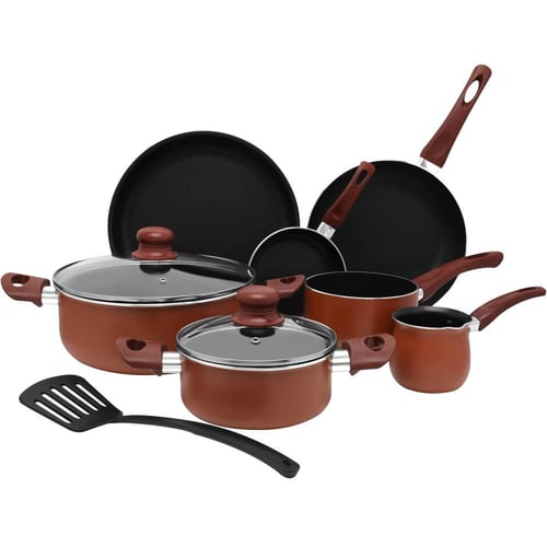 طقم قدور طبخ ترست غير لاصق 10 قطع المنيوم