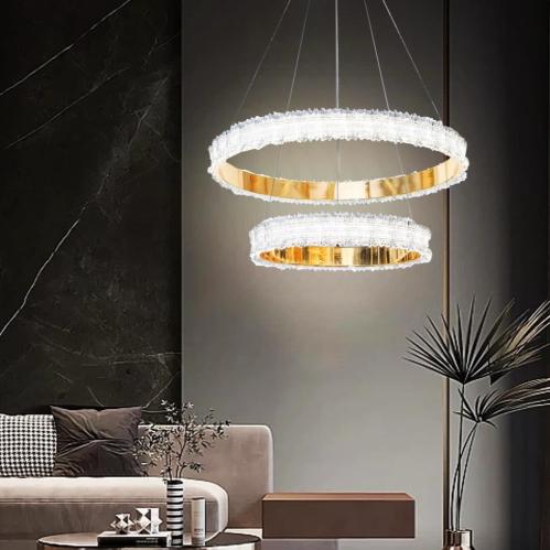 ثريا ليد 3 اضاءات 80+60 سم ذهبي / اسود