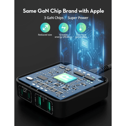 راف باور - منصة شحن بــ4 منافذ بقوة 100 واط بمنفذي...