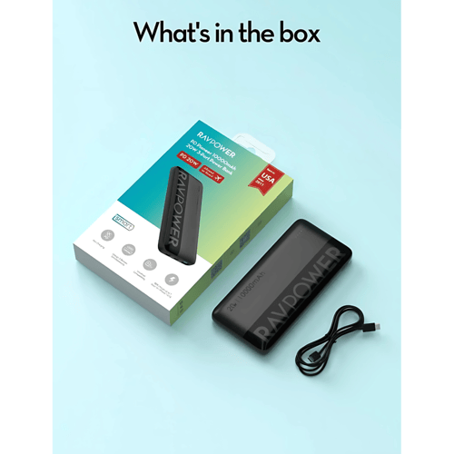بطارية راف باور بقوة 20 واط بسعة 10000 ملي امبير م...