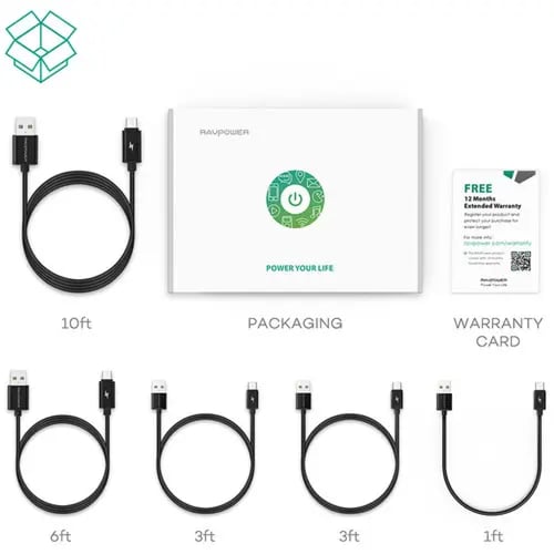 5 كيابل مايكرو راف باور بكج بأطوال متعددة