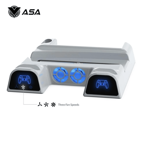 منصة شحن بلايستيشن 5 مع مروحة تبريد وقاعدة شحن يدي...